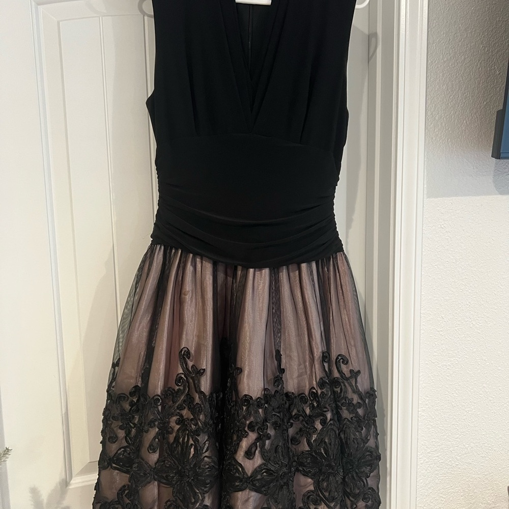 Elegant Black and Beige Dress